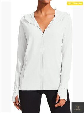 UPF 50+ Sun Protection Hoodie Full Zip Long Sleeve Athletic Jacket Lightweight